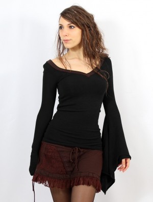 Toonzshop Eo-kimö Flared Sleeve Sweater Pullover Damen Schwarz Braun | 2861YMIRX
