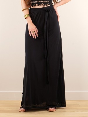 Toonzshop Eressea Anazraa Printed Long Skirt Rock Damen Schwarz | 0731HMKZY