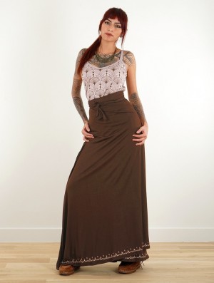 Toonzshop Eressea Anazraa Printed Long Skirt Rock Damen Braun | 6029FKHRN