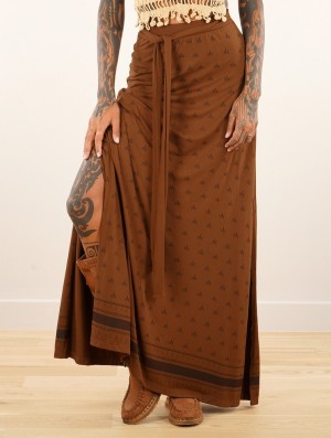 Toonzshop Eressea Umbas Printed Long Skirt Rock Damen Goldenbrown | 9231QGJBX