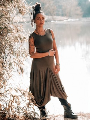 Toonzshop Ezra Sleeveless Long Dress Kleid Damen Grün | 9824FCUGD