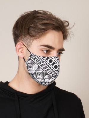 Toonzshop Face Mask With Ethnic Prints Mask & Facewear Damen Schwarz Weiß | 1032DGMAH