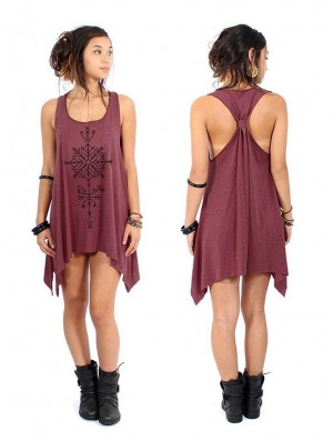 Toonzshop Freyja Printed Knotted Sleeveless Tunic Oberteile Damen Schwarz | 3426ZXRLW