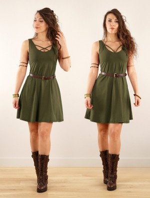 Toonzshop Full Moon Reversible Dress Kleid Damen Grün | 5079YVHJP
