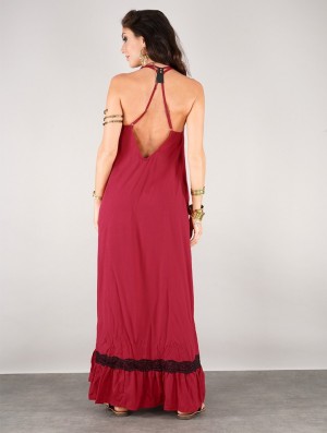 Toonzshop Gaia Long Dress Kleid Damen Rot | 6894XMHUG