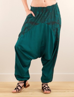 Toonzshop Ginie Africa Printed Light Harem Pants Hose Damen Schwarz | 0549CLSTF