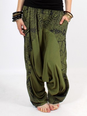 Toonzshop Ginie Africa Printed Light Harem Pants Hose Damen Grün Schwarz | 2345VYCFH