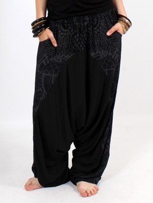 Toonzshop Ginie Africa Printed Light Harem Pants Hose Damen Schwarz Grau | 2964BNQIK