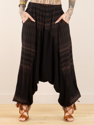 Toonzshop Ginie Aztec Light Harem Pants Hose Damen Schwarz Braun | 9478JPZRY