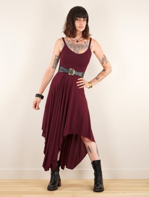 Toonzshop Gypse Asymmetric Flared Long Dress Kleid Damen Wine | 7506CWNLY