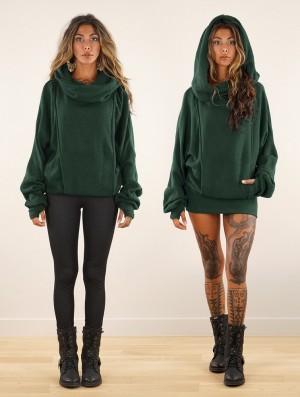 Toonzshop Helixx Retractable Hooded Long Sweater Pullover Damen Dunkel | 0682DXTRP