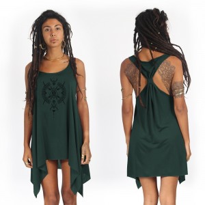 Toonzshop Ilanga Printed Knotted Sleeveless Tunic Oberteile Damen Schwarz | 7605ZFUCJ