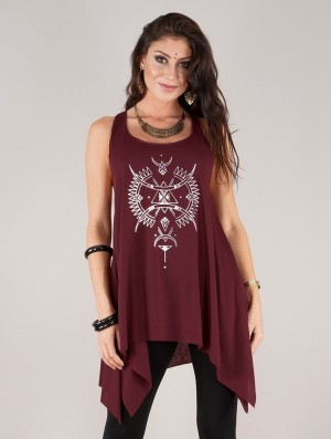 Toonzshop Ilanga Printed Knotted Sleeveless Tunic Oberteile Damen Silber | 3562ZSWCF