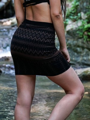 Toonzshop Ilmarë Aztec Printed Mini Skirt Rock Damen Schwarz | 2153SHRQL