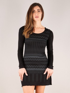Toonzshop Inanna Aztec Printed Long Sleeve Hooded Short Dress Kleid Damen Grau | 3124RHCBO