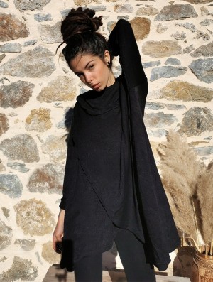 Toonzshop Inika Poncho Pullover Pullover Damen Schwarz | 2038NHPBV