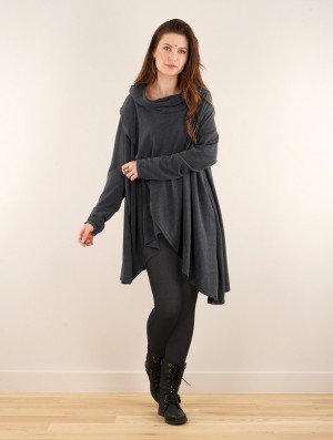 Toonzshop Inika Poncho Pullover Pullover Damen Dunkelgrau | 7546DYGAU