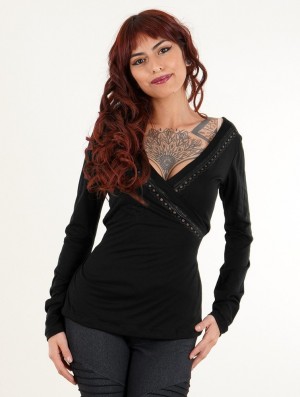 Toonzshop Irwaen Indie Long Sleeve Top Oberteile Damen Schwarz | 9531HOSYQ