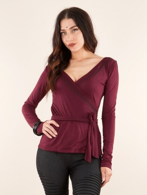 Toonzshop Irwaen Indie Long Sleeve Top Oberteile Damen Wine | 9527ZPYUW