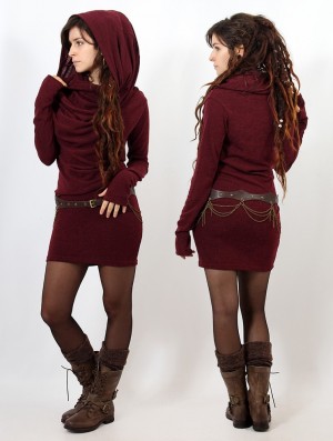 Toonzshop Kali Cowl Neck Sweater Dress Kleid Damen Wine | 3265NTRXF