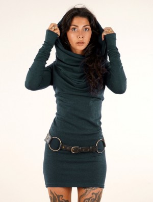 Toonzshop Kali Cowl Neck Sweater Dress Kleid Damen Teal | 5208MIDFN