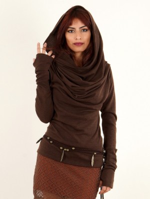 Toonzshop Kali Cowl Neck Sweater Pullover Damen Braun | 5280WCMZF