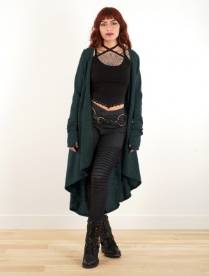 Toonzshop Kalyäam Long Cardigan Strickjacke Damen Dunkelblau | 5124YZAIF