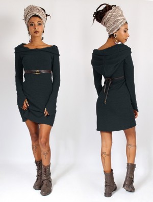 Toonzshop Karmäa Hooded Sweater Dress Kleid Damen Dunkelblau | 4130MYKVG