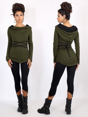 Toonzshop Käliskä Pullover Pullover Damen Grün Schwarz | 4239GUAJT