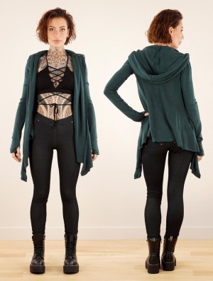 Toonzshop Lakyäa Hooded Knit Cardigan Strickjacke Damen Blau | 4130EQPBD