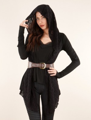 Toonzshop Lakyäa Rmx Bi-material Cardigan Strickjacke Damen Schwarz | 6283NEBVP