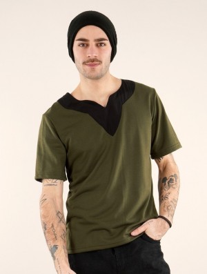 Toonzshop Legolas T-shirt With Mao Collar T-Shirt Herren Olivgrün Grün | 4108WTROP