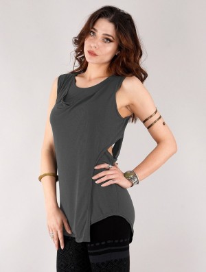 Toonzshop Leigha Loose Sleeveless Top Oberteile Damen Dunkelgrau | 6502OKBXZ