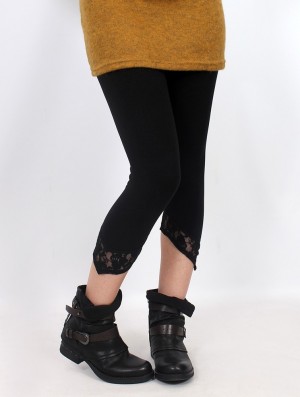 Toonzshop Lï-kaz Short Pointy Leggings With Lace Leggings Damen Schwarz | 0349FMOAU
