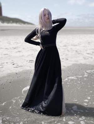 Toonzshop Lotus Artanis Long Sleeve Long Dress Dress Kleid Damen Schwarz | 0794DTHGE
