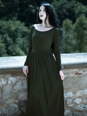 Toonzshop Lotus Artanis Long Sleeve Long Dress Dress Kleid Damen Grün | 8642HQEPC