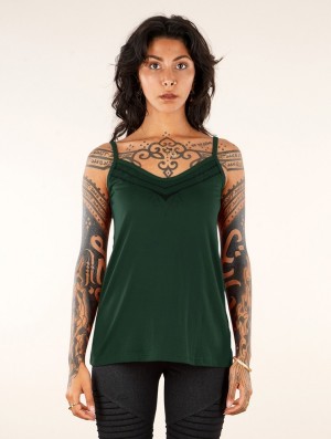Toonzshop Lotus Ciryandil Printed Shoulder Strap Top Oberteile Damen Pfauen | 6490OZMED