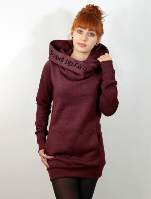 Toonzshop Lovely Reaper Long Hoodie Hoodie Damen Mottled wine | 9018HVCRK