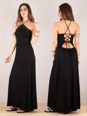 Toonzshop Lüune Sleeveless Long Dress Kleid Damen Schwarz | 0729DSBTW