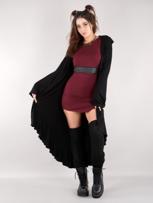 Toonzshop Lupinus Hooded Long Cardigan Strickjacke Damen Schwarz | 1428RTVPQ