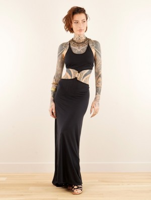 Toonzshop Luwak Bare Back Strappy Long Dress Kleid Damen Schwarz | 6729ANGFQ