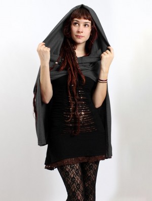 Toonzshop Magik Hooded Cape Ponchos Damen Dunkelgrau | 0148XDPYS
