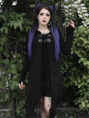 Toonzshop Makshi Cardigan Strickjacke Damen Schwarz | 0521GYUJT