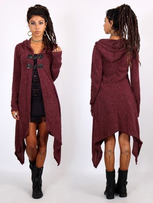 Toonzshop Makshi Cardigan Strickjacke Damen Wine | 1879YDSLX