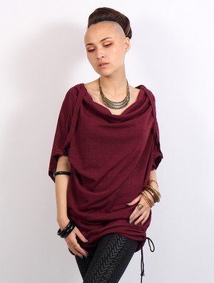 Toonzshop Mandlu Tunic Top Oberteile Damen Dunkelrot | 7026KBDTZ