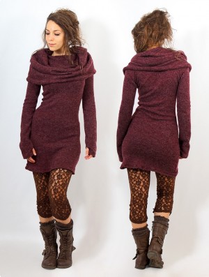 Toonzshop Mantra Sweater Dress Kleid Damen Mottled wine | 8291YHWMF