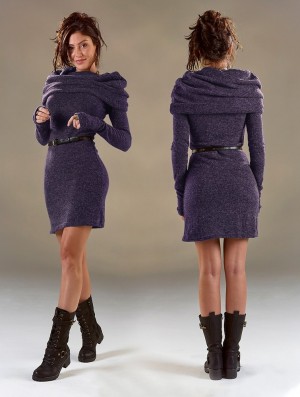 Toonzshop Mantra Sweater Dress Kleid Damen Lila | 4138NHZQK