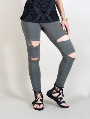 Toonzshop Mata Kaki Long Leggings Leggings Damen Waschen Grau | 5924LRJVX