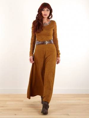 Toonzshop Melisandre Crochet Long Sleeve Long Sweater Dress Kleid Damen Rusty | 5941XOHYL