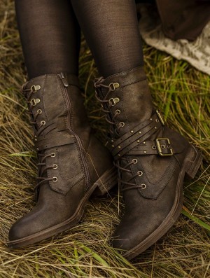 Toonzshop Menaka Boots Stiefel Damen Dunkelbraun | 6385RWQNX